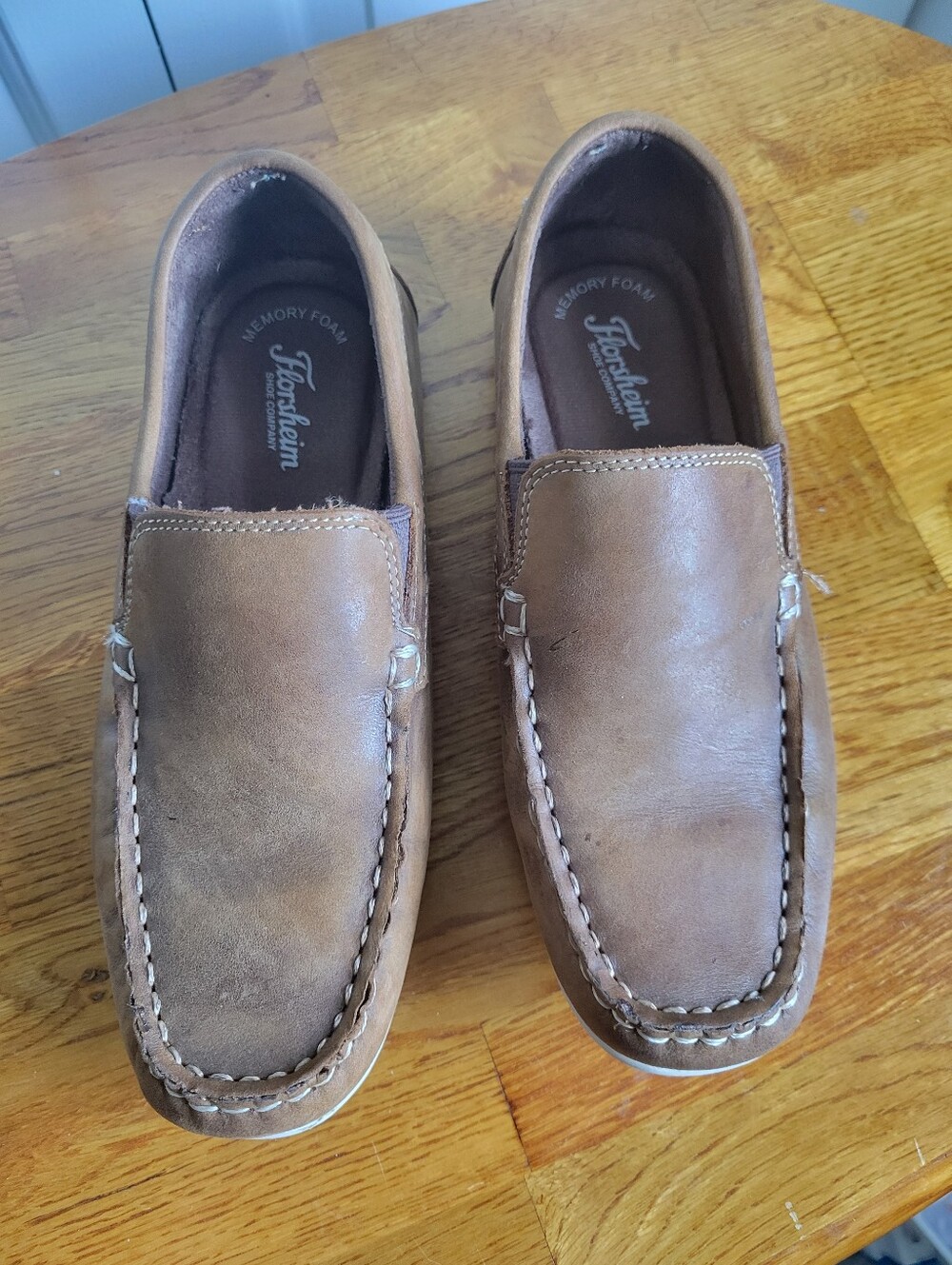 Florsheim Brown Leather Slip-On Moccasin Loafers - Kids